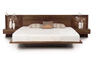 Wholesale Solid Acacia & Mango Wood Floating <b>Bed</b> <b>Frame</b> | Contemporary Walnut Finish Hotel Bedroom Furniture - Product Image 5