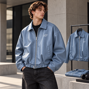 Light Blue Polyester Long V-neck Double Breasted Casual Solid Color Women's <b>Trench</b> Jacket <b>Waterproof</b> - Product Image 6