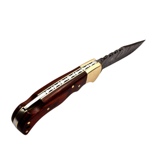 Custom Handmade Damascus <b>Steel</b> Lock Back Folding Knives with Dark Brown Wooden Handle Brass Bolster for Hunting Camping <b>Outdoor</b> - Product Image 2