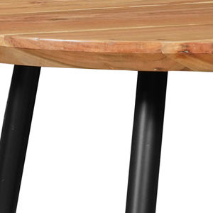 Table de salle à manger minimaliste de forme ronde en bois d'acacia finition naturelle avec base ronde en métal pliable en 4 sections pour l'extérieur, la maison, la cuisine, le restaurant - Product Image 5