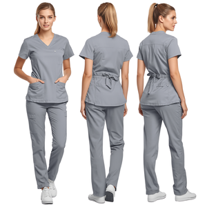 Ensemble de blouses d'infirmière gris glace de qualité supérieure pour femmes, uniforme professionnel de soins de santé - Product Image 3