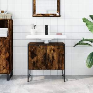 Mueble de Baño con Lavabo de Acero con Recubrimiento en Polvo, en Madera de Roble Ahumado - Product Image 3