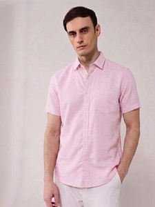 Chemises habillées décontractées Enovate respirantes 100 % coton tissé uni avec logo au col et manches courtes pour hommes - Product Image 4