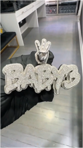 Colgante de Letra Personalizado con Moissanita, Joyería Hip Hop Iced Out, Colgante de Plata Esterlina 925 con Cadena de Moissanita - Product Image 5