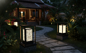 Elegante Lámpara de Pared Decorativa Exterior Cuadrada Negra, Iluminación de Jardín para Resort, Acero Inoxidable, CA 200V, E27, IP65 - Product Image 6