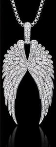 Stainless Steel Rhinestone Angel <b>Wings</b> Pendant Necklace Long Chain <b>Wing</b> Jewelry for Women Gift Party - Product Image 2