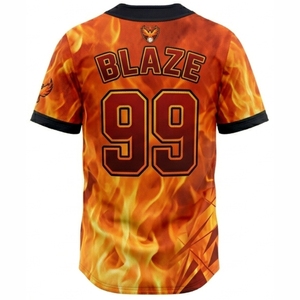 Camiseta de Béisbol Sublimada con Estampado de Fuego, Manga Corta para Hombre, Sublimación, Absorbe la Humedad, Poliéster, Corte Regular, Todas las Temporadas - Product Image 2