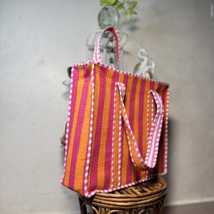 Candy Stripe <b>Canvas</b> <b>Tote</b> Bag Bohemian Style Open Top All Seasons Shopping Women's <b>Tote</b> - Product Image 4