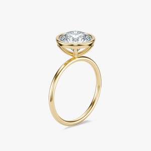 Joyería Fina, Anillo de Diamante Cultivado en Laboratorio de 2 Quilates con Bisel Redondo, Oro de 14K, Fabricante - Product Image 1