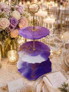 Support à gâteau moderne en résine écologique fait main, 2 pièces, pour table de desserts de mariage, décoration d'événements, couleur et forme personnalisées - Product Image 6