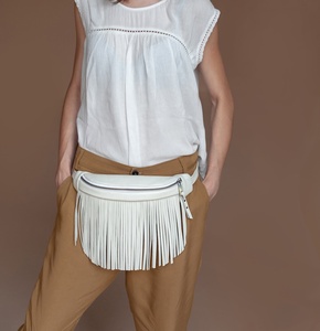 Customizable Vintage Women's Genuine Leather Waist <b>Bag</b> <b>Small</b> <b>Bum</b> Fanny Pack with Zipper Closure Hip Purse-LWB-0015D Black - Product Image 3