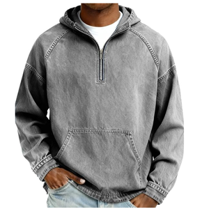 Sudadera con capucha de alta calidad para hombre, estilo vintage, lavado ácido, con cremallera, oversize, de forro polar, para invierno, estilo urbano. - Product Image 2