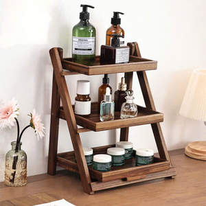 Estante Moderno de Madera Maciza de Tres Niveles con Cajones y Espacio para Artículos Delicados de Té, Ecológico y Práctico - Product Image 2