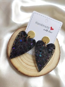 Handmade Heart Resin Earrings With Gold <b>Discs</b> Valentine's Day Fashion Jewelry Exquisite Design <b>Plastic</b> Material - Product Image 5
