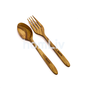 Eco Friendly Teak Wood Spoon and Fork Sustainable Food Safe No <b>Paint</b> and Varnish Halal Customized Kitchen - Product Image 1