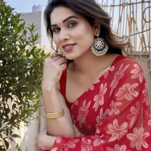 KV <b>Printed</b> Traditional Daily Wear Chiffon & Georgette Saree for Party Occasions Rayon <b>Material</b> - Product Image 1