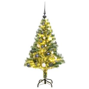 Sapin de Noël artificiel de 47,2 pouces avec 150 boules LED floquées effet neige - pour décorations festives - Product Image 1