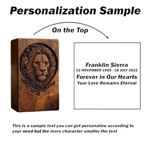 Personalized Lion Engraved American Style Sheesham Wood Urn Box Cremation Memorial <b>Ashes</b> <b>Keepsake</b> <b>for</b> Pet & Baby - Product Image 1