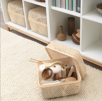 Boîte en bambou avec couvercle produits artisanaux bon marché tissé à la main bambou pour cadeau bijoux accessoires fruits stockage 100% écologique