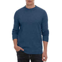 Pull en tricot à col rond pour homme, couleur unie, manches longues, vêtement d'automne, coupe classique, 100% coton, style décontracté