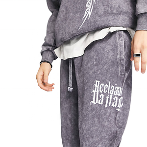 Conjunto de Chándal Casual de Invierno para Hombre con Bordado, Lavado Ácido, Pedrería, Sudadera con Cremallera y Pantalones Jogger Acampanados - Product Image 4