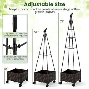 Adjustable Raised Garden Bed with Lockable Wheels & Trellis Includes Plant <b>Box</b> for Flower Pots & <b>Planters</b> - Product Image 6