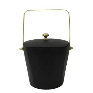 Iron & Brass Barware Ice Bucket Matt Black & Brass Gold Color Metal Ice Bucket for <b>Bar</b> Accessories & <b>Table</b> Top Decoration - Product Image 2