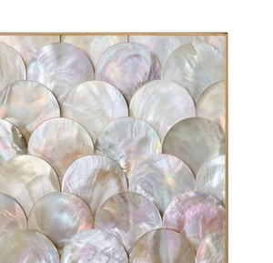Panneau d'art en mosaïque de coquillages de coquille Saint-Jacques fait main, peint sur mesure, en nacre, pour la décoration intérieure de maisons modernes de luxe - Product Image 4