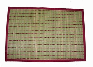 Lowellcraft HFM04335 Handwoven Striped Bamboo Rectangle <b>Retro</b> Reusable <b>Table</b> Mat Contrast Border KORA FIBER for <b>DINING</b> <b>TABLE</b> - Product Image 4