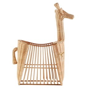 Giraffe Rattan Storage <b>Basket</b> Woven Animal Shaped Toy Organizer Bin Cute Open <b>Weave</b> Safari Nursery Hamper Natural - Product Image 1