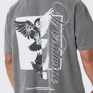 T-shirt homme en coton épais, coupe oversize et carrée, épaules tombantes, manches courtes, motif graphique, style streetwear décontracté - Product Image 5