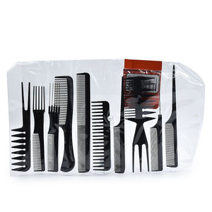 Juego de 10 Peines Profesionales Negros para Peluquería, Peines de Dientes Finos para Seccionar y Peinar, Herramientas para Peluquería - Product Image 4