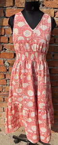 Hand Block Printed Sleeveless Indian Cotton Dress Floral Vintage Summer <b>Tunics</b> Long Embroidered Maxi Gown For Women - Product Image 2