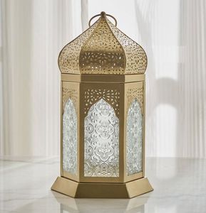 Luxurious Vintage Metal Candle <b>Lantern</b> <b>Lamp</b> Glass Decorative Indoor Outdoor Hanging Tabletop Rustic Home Decor - Product Image 5