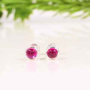 ต่างหูเงินแท้ 925 ประดับพลอยรูเบลไลต์สีชมพูทรงหลังเบี้ย งานแฮนด์เมด เครื่องประดับอัญมณีชิ้นพิเศษ - Product Image 3