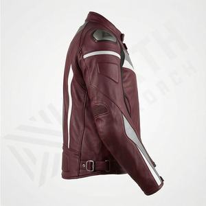 แจ็คเก็ตหนังแท้สำหรับขี่มอเตอร์ไซค์คุณภาพดีที่สุดสำหรับผู้ชาย รุ่นใหม่ล่าสุดสำหรับฤดูหนาว พร้อมแผ่นป้องกันที่ถอดออกได้ สามารถสั่งทำได้ - Product Image 3