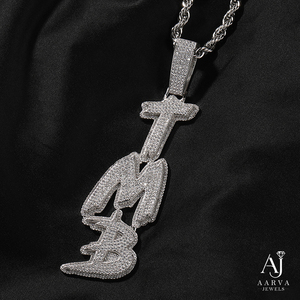 Collier avec pendentif lettre en moissanite couleur argent, plaqué or rose/or, plaqué rhodium, bijoux pour homme, cadeau - Product Image 4