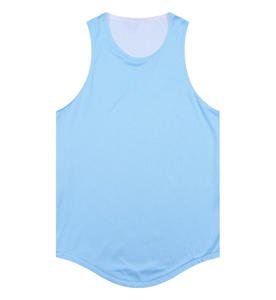 Camiseta sin mangas morada para hombre High Street, cuello redondo, transpirable, de punto, color liso, informal, para entrenamiento, 100% poliéster micro malla - Product Image 4