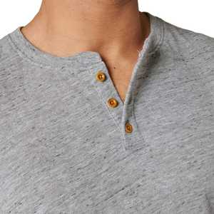 Camiseta Henley Gris para Hombre, 100% Algodón, Tejido de Punto, Estilo Vintage, Casual, Manga Corta, con Botones, Secado Rápido, Transpirable - Product Image 4