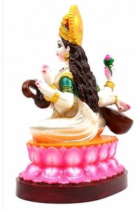 Statue en résine de la déesse hindoue Saraswati, figurine traditionnelle faite à la main, décoration religieuse pour Diwali, mariage, présentation sur table, style occidental - Product Image 6