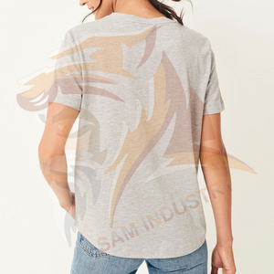 Camiseta de manga corta para mujer, de alta calidad, ecológica, informal, transpirable, de cuello redondo y color liso, para usar en verano. - Product Image 2
