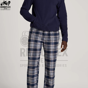New Arrival Custom Plaid Flannel Pajama Pants Elasticized Waistband With Adjustable Drawstring Brushed Cotton Sleepwear - Product Image 4