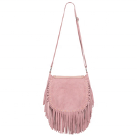 Sac bandoulière bohème RABADA en cuir véritable fait main et peint à la main, taille XL, avec pierres précieuses et chaîne à pompons, toutes saisons