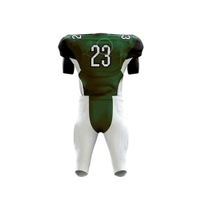 Ensemble d'uniformes de football américain pour hommes, vert et blanc, imprimé par transfert thermique, numéro 23, manches courtes, évacuation de l'humidité, coupe ajustée, maille sur le devant - Product Image 3