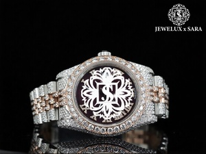 Montre de luxe de qualité supérieure plaquée or blanc 18 carats avec chronographe entièrement fonctionnel, disponible pour l'exportation - Product Image 3