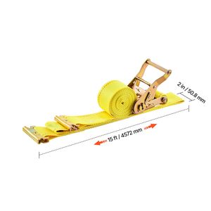 Cinghie a cricchetto 2 pollici x 15 piedi, confezione da 30, cinghie di fissaggio E-Track, resistenza al rottura 4400 libbre, carico nominale 1460 libbre, con gancio E-Track - Product Image 6