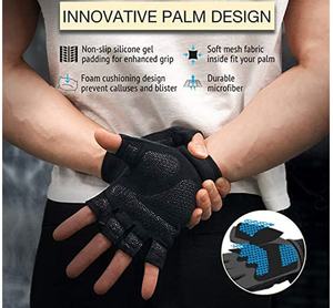 Premium <b>Half</b> Finger Gym Gloves Men Women Non <b>Slip</b> Grip Workout Gloves for Fitness Training Weightlifting - Product Image 6