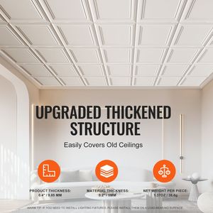 48-Pack Premium Polystyrene <b>Ceiling</b> Tiles 20 X 20 in Drop Tiles for Villa Easy Installation/Cutting Plastic Glue CEI Certified - Product Image 4