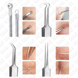 ชุดอุปกรณ์กำจัดสิวหัวดำและสิวอักเสบ 7 ชิ้น ทำจากสแตนเลสกันน้ำ ได้รับการรับรองมาตรฐาน CE ISO พร้อมบริการสกรีนโลโก้ - Product Image 1