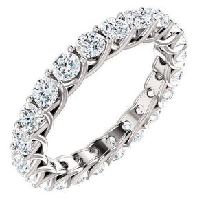 Anillo de Boda de Eternidad Completa con Moissanita de Corte Redondo, Plata de Ley 925, Apilable, Anillo de Promesa de Aniversario Nupcial, Regalo para Ella - Product Image 3